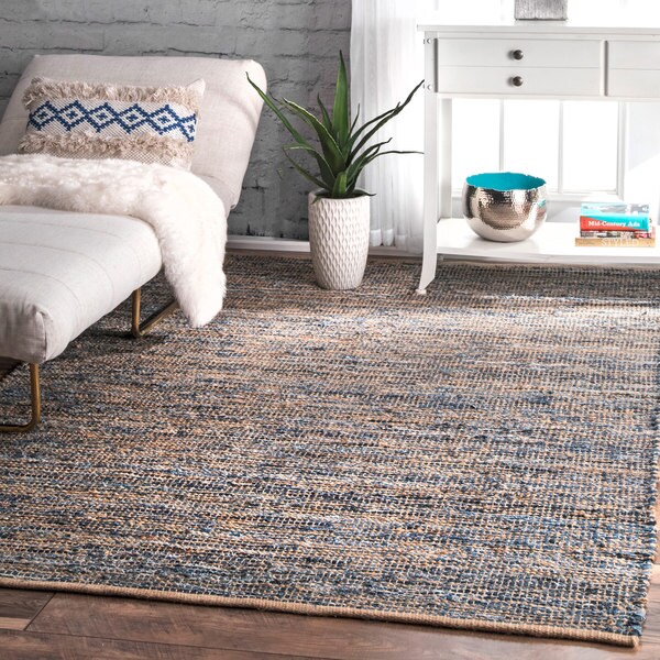 The Curated Nomad Konoval Handmade Flatweave Natural Fiber Jute and Denim Area Rug - 5' x 8'