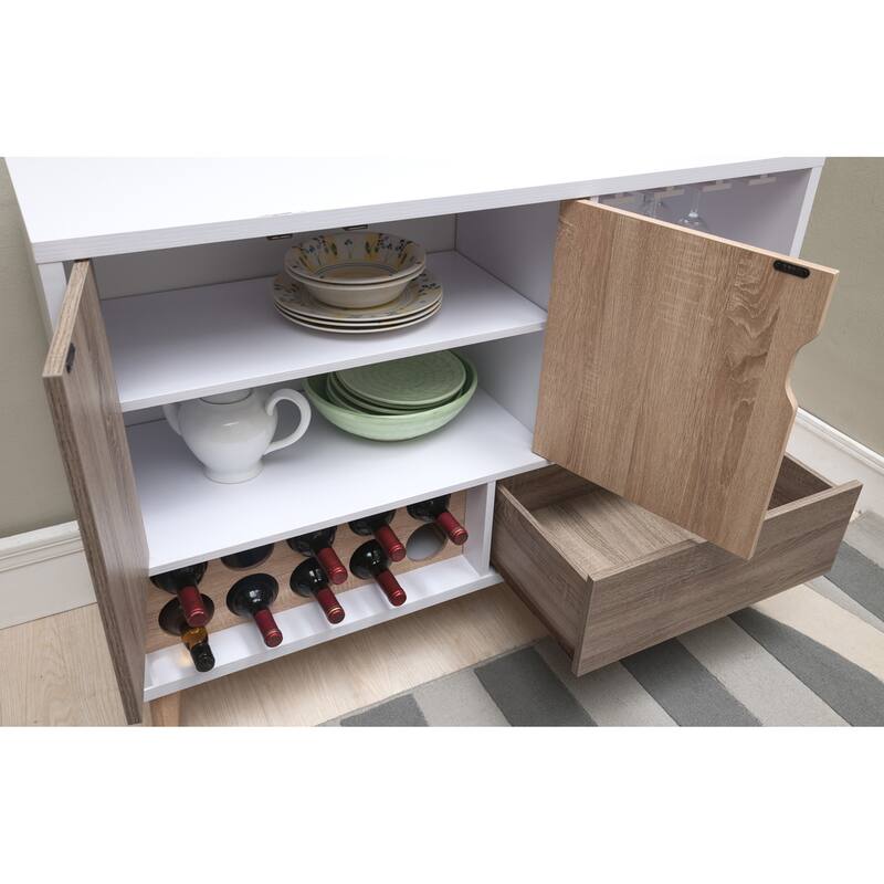 Strick & Bolton Leevi White Mid-century Modern 3-shelf Buffet