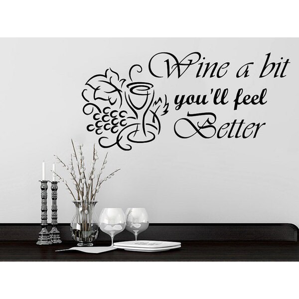 Wine A Bit Wall Wonderful Kitchen Quote Wall Stickers Art
