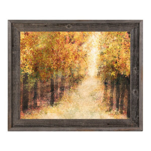 'Yellow-Fall-Forest'-Wood-Framed-Canvas-Wall-Art-...