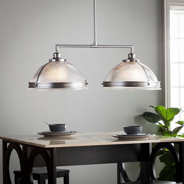 Harper Blvd Ellendale Double Half Globe Island Pendant Lamp - Satin Chrome