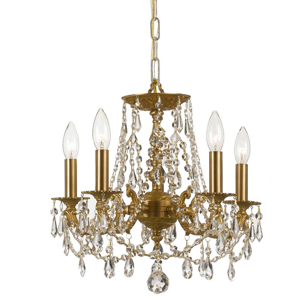 Crystorama Gramercy Collection 5-light Aged Brass/Crystal Mini Chandelier - Chandeliers For Bedrooms by Overstock.com