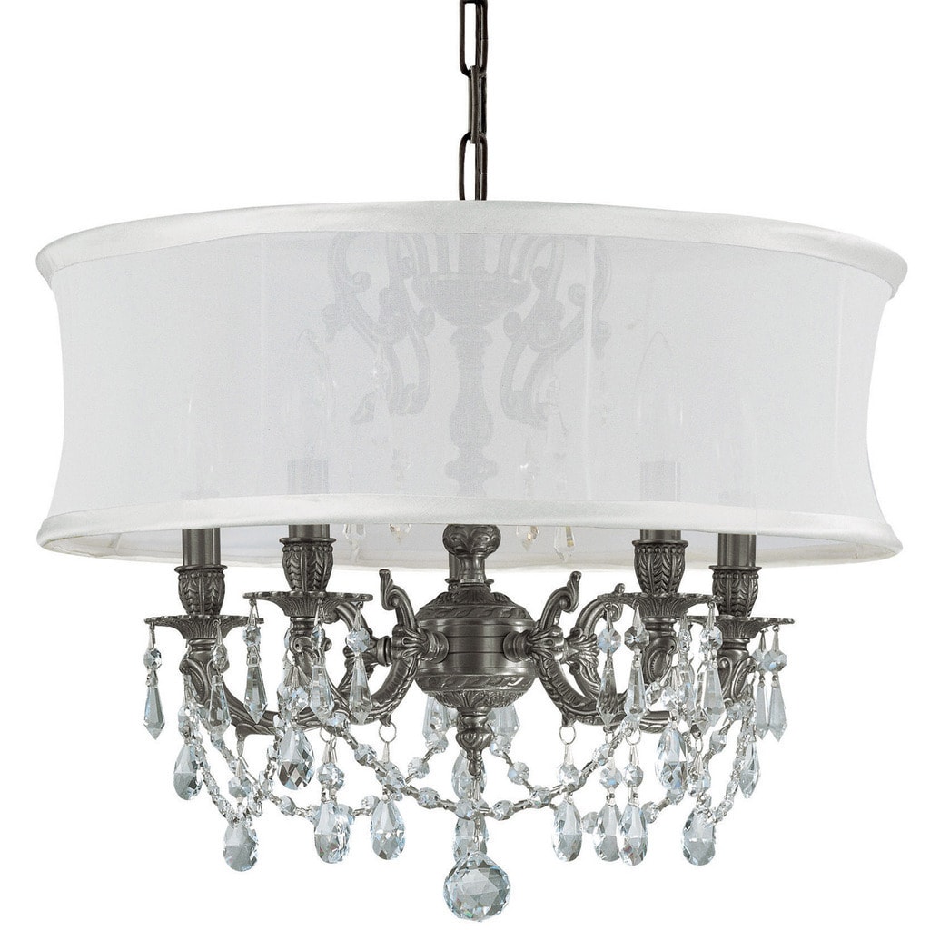 Crystorama Gramercy Collection 5-light Pewter/Swarovski Strass Crystal Chandelier - Chandeliers For Bedrooms by Overstock.com
