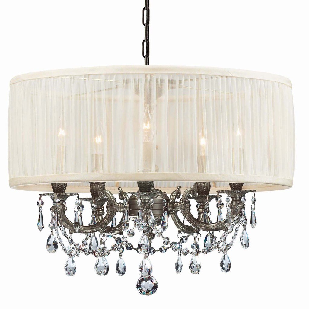 Crystorama Gramercy Collection 5-light Pewter/Swarovski Strass Crystal Chandelier - Chandeliers For Bedrooms by Overstock.com