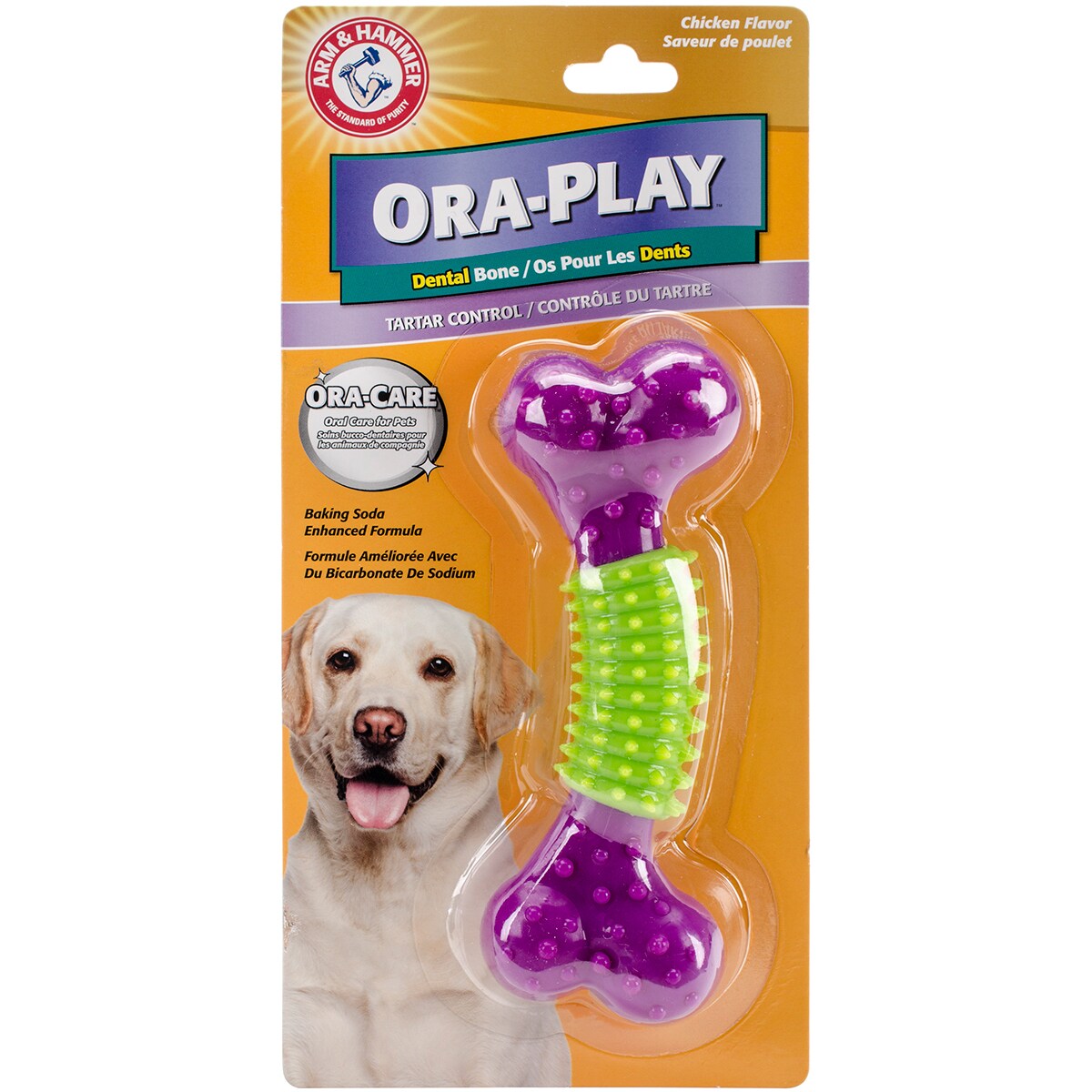 Arm & Hammer Ora Play Peanut Butter Flavor Dental T Bone Dog Toy 