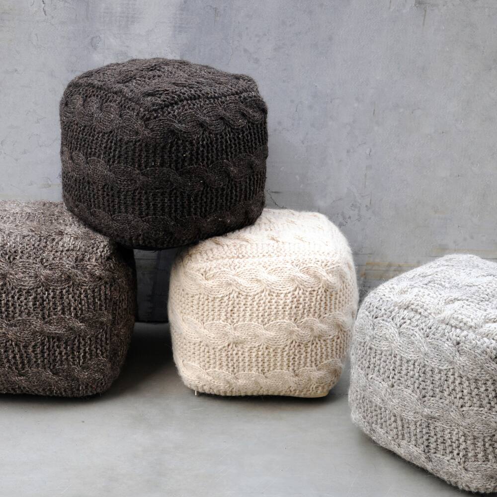 Oslo Indoor Handcrafted Modern Fabric Weave Pouf by Christopher Knight Home