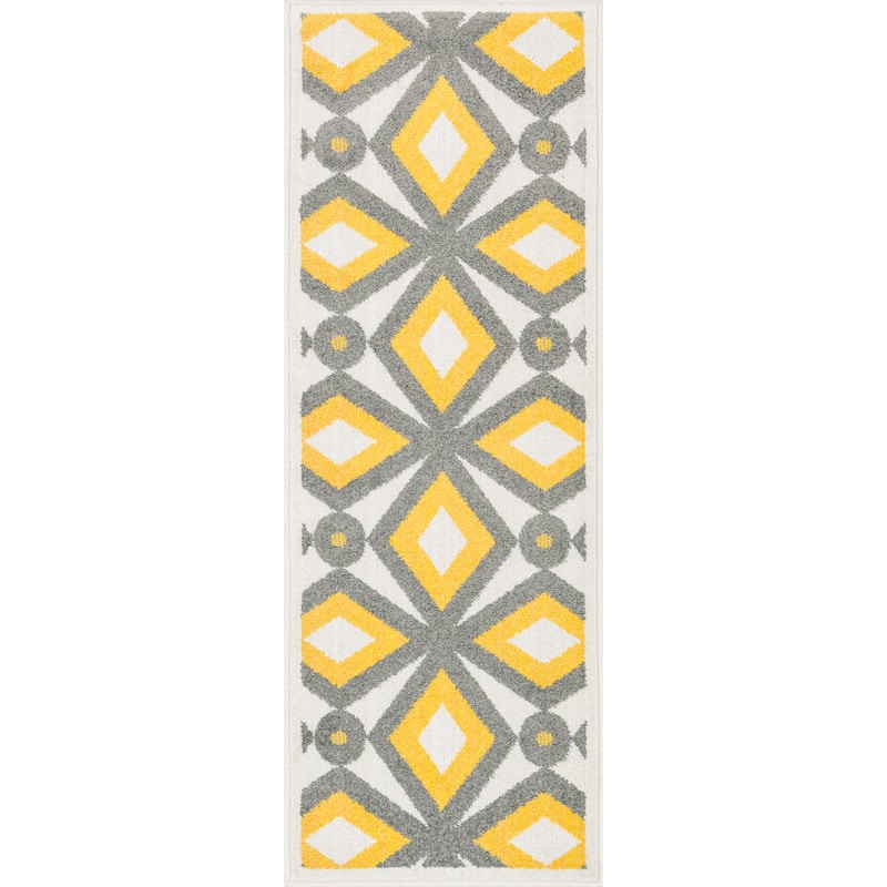 Palm Grey/ Lemon Geometric Rug
