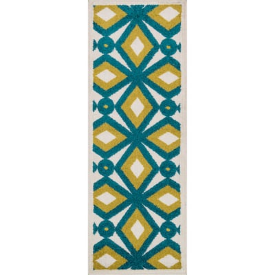 Palm Grey/ Lemon Geometric Rug
