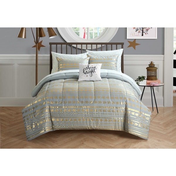 Latitude Camelia Metallic Arrows 8-piece Bed in a Bag Bedding Set