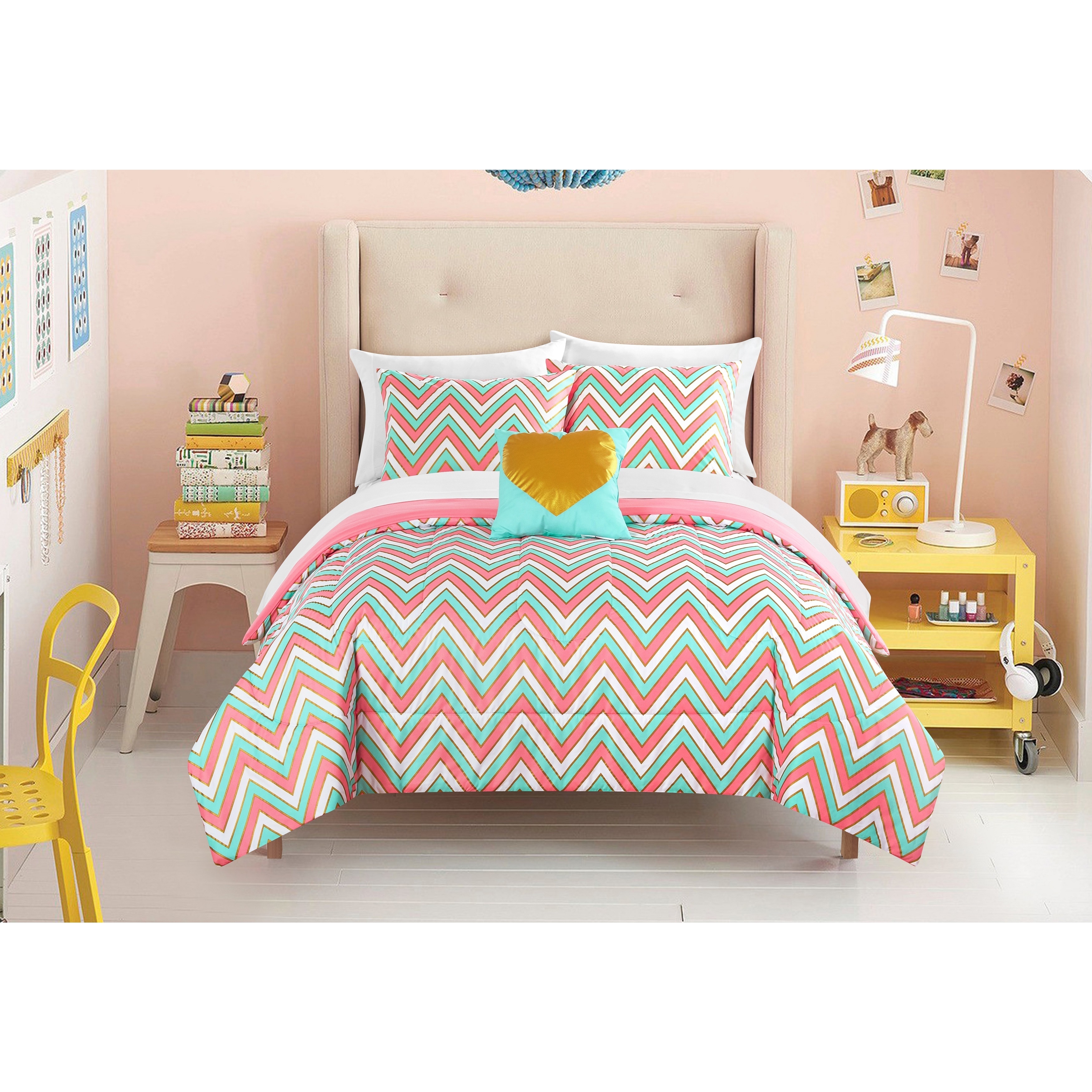 Laude Gilded Chevron 8 Piece Bed In A Bag Bedding Set On Laude Gilded Chevron 8 Piece Bed In A Bag Bedding Set On Free Shipping Today 14086587 Full