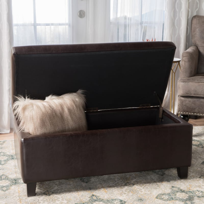 Breanna Upholstered Storage Ottoman by Christopher Knight Home - Brown