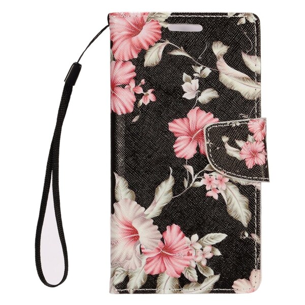 Shop Insten Black/ White Flowers Leather Case Cover Lanyard with Stand/ Wallet Flap Pouch/ Photo ...