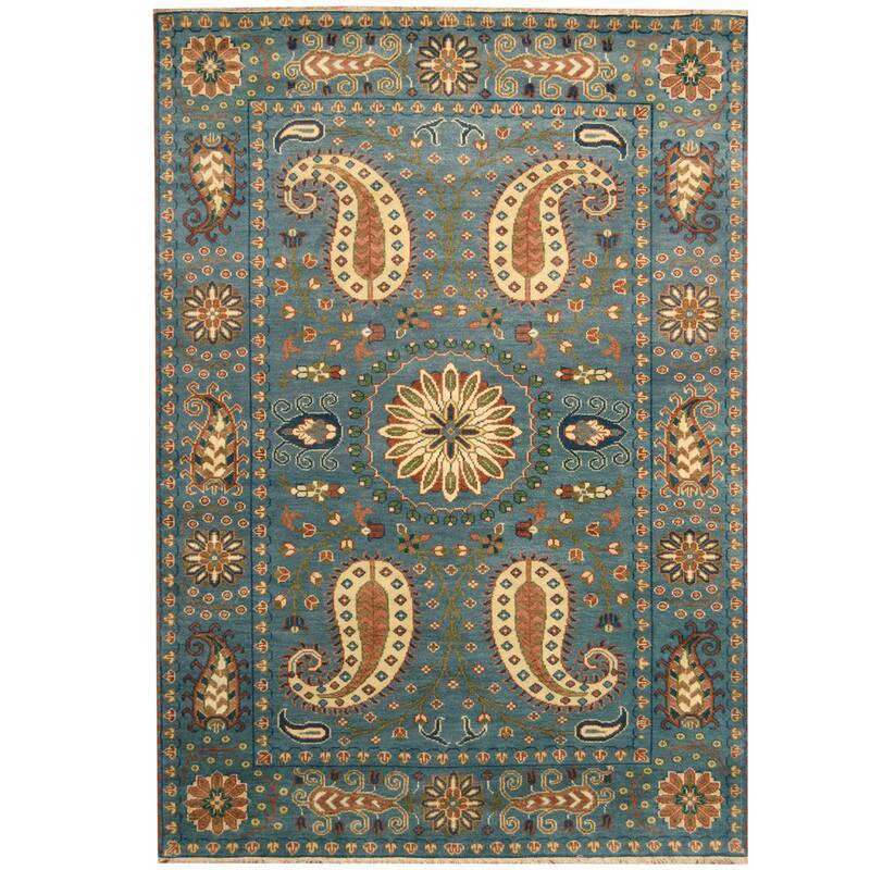 HERAT ORIENTAL Handmade Kazak Paisley Design Wool Rug - 6' x 9'