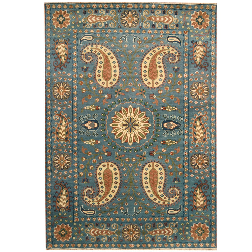 HERAT ORIENTAL Handmade Kazak Paisley Design Wool Rug - 6' x 9'