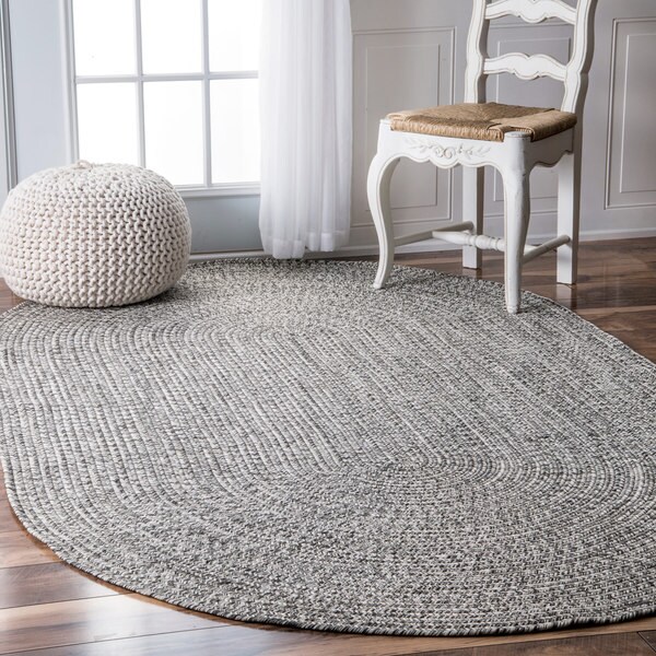 Oliver & James Rowan Handmade Grey Braided Area Rug - 4' x 6' Oval