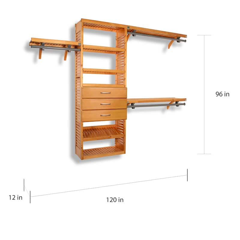 John Louis Home Solid Wood Reach-In Closet System with 4-Drawers Honey Maple