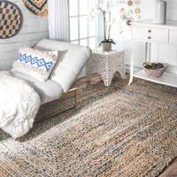 nuLOOM Handmade Braided Natural Fiber Jute Area Rug