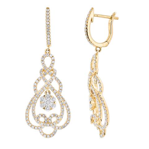 Vs1 Vs2 Diamond Earrings Online At Our Best Luxurman 14k Gold 2 1 5ct Tdw Designer Diamond Drop Earrings G H Vs1