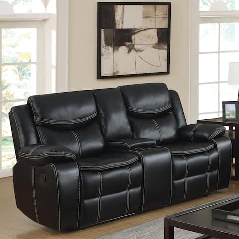 Furniture of America Bram Black Loveseat with Storage Console