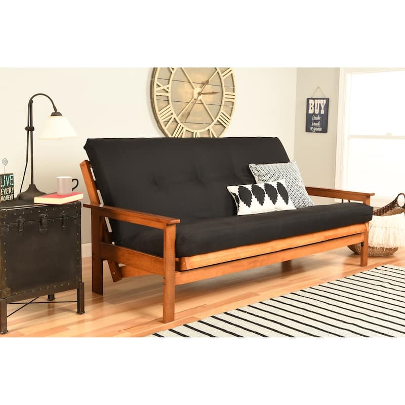 Porch & Den Ravenel Black Twill Coil Hinged Futon Mattress (Frame Not Included)