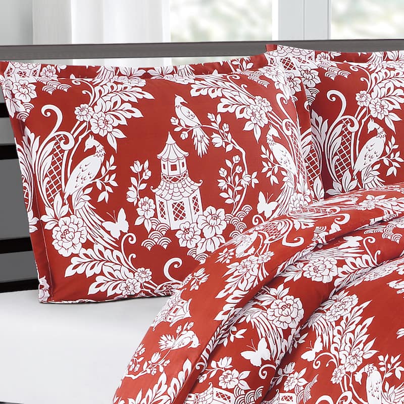 Pagoda Cotton Sateen 3-Piece Duvet Cover Set