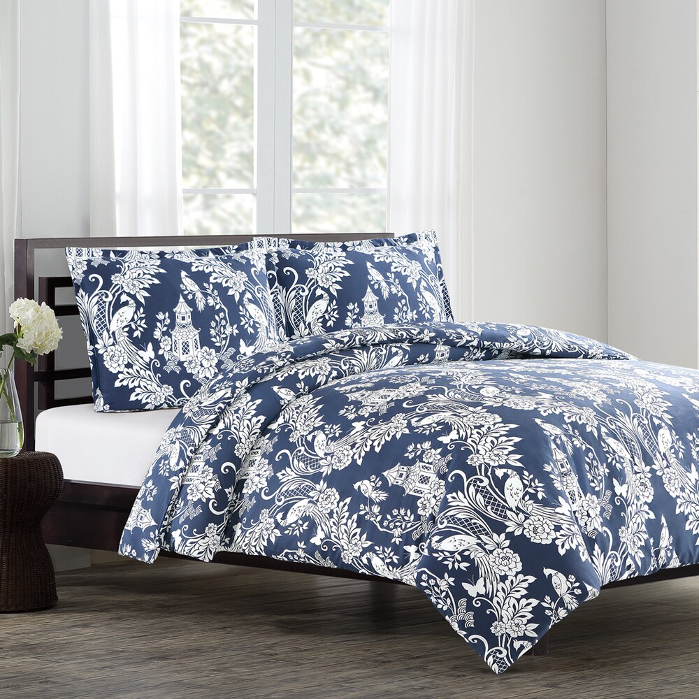 Echelon Home Three Line Hotel Collection 3-piece Duvet Cover Set - On Sale  - Bed Bath & Beyond - 9965408