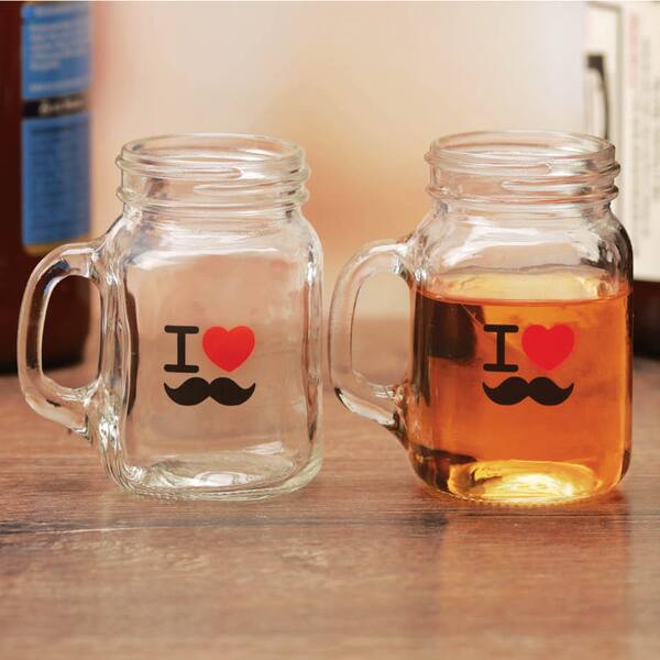 4 PCS Mini Mason Jar Mug Glass Shot Glass Set with Glass Handles