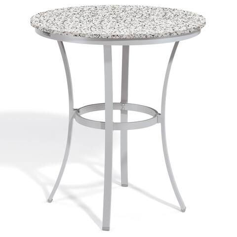Oxford Garden Travira 36-inch Round Lite-Core Granite Ash Café Bar Table with Powder Coated Aluminum Frame