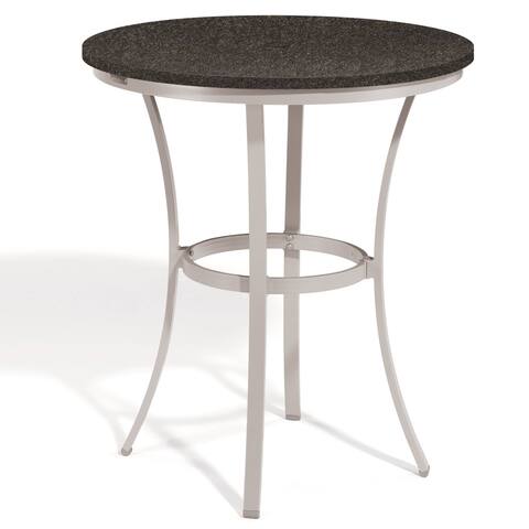 Oxford Garden Travira 36-inch Round Lite-Core Granite Charcoal Café Bar Table with Powder Coated Aluminum Frame