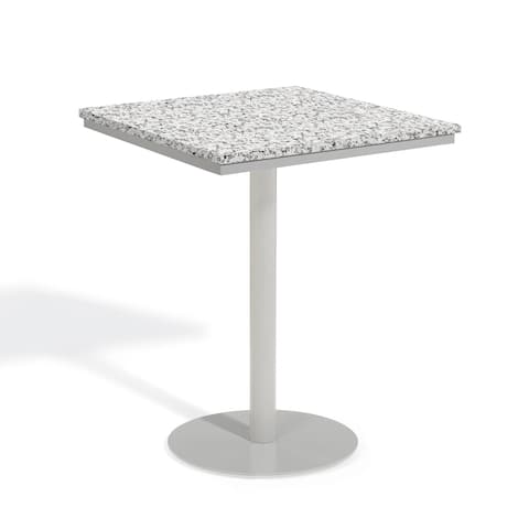 Oxford Garden Travira 32-inch Square Lite-Core Granite Ash Bar Table with Powder Coated Steel Frame