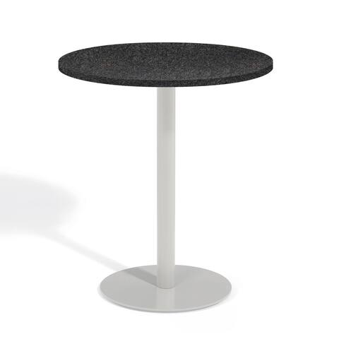 Oxford Garden Travira 36-inch Round Lite-Core Granite Charcoal Bar Table with Powder Coated Steel Frame