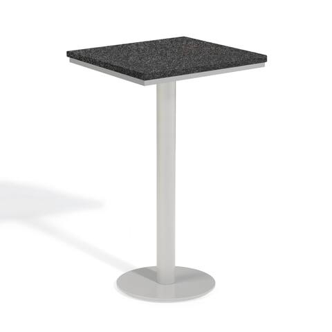 Oxford Garden Travira 24-inch Square Lite-Core Granite Charcoal Bar Table with Powder Coated Steel Frame