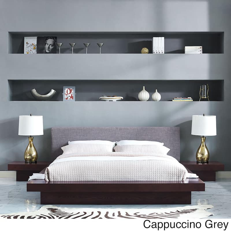 Freja 3 Piece Queen Fabric Bedroom Set - Cappuccino Gray