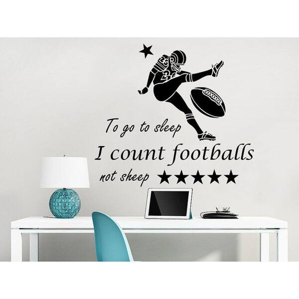 Shop Sports Wall Quotes To Go To Sleep I Count Footballs Not Sheep Wall Decals Footballs Vinyl Sticker Decal Size 22x26 Color Black Overstock 14101168