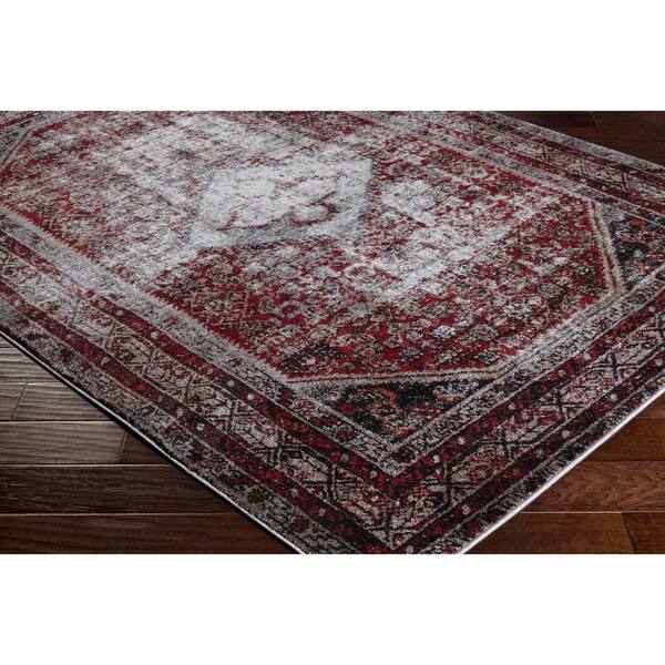 Julia Grey Red Distressed Vintage Medallion Area Rug 5 3 Julia Grey Red Distressed