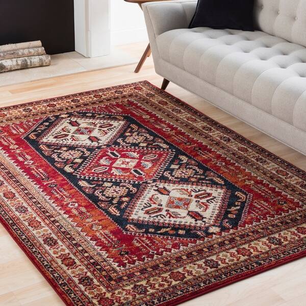 Shop Ruby Red Navy Vintage Tribal Area Rug 7 10 X 10 6 Overstock 14102187