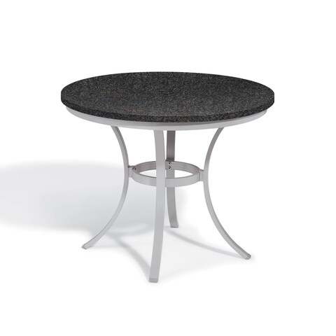 Oxford Garden Travira 36-inch Round Lite-Core Granite Charcoal Café Bistro Table with Powder Coated Steel Frame