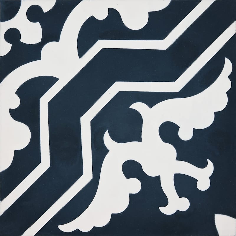 Handmade Temara in Navy Blue and White Tile, Pack of 12 (Morocco)