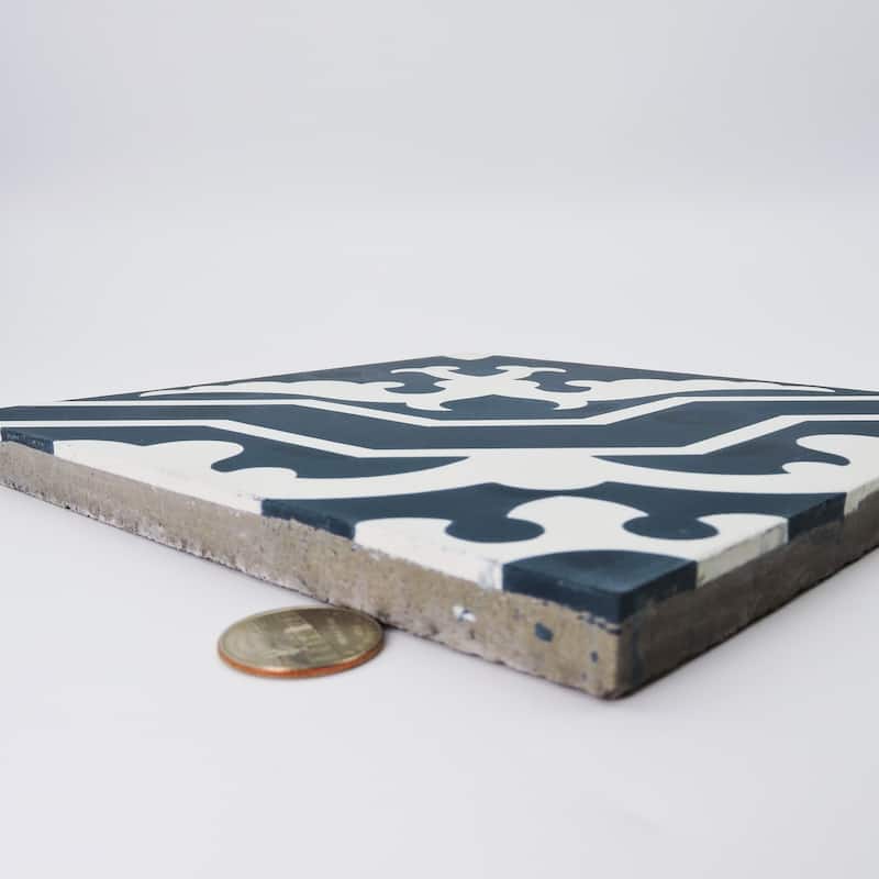 Handmade Temara in Navy Blue and White Tile, Pack of 12 (Morocco)