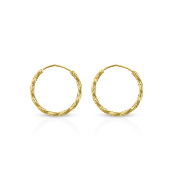 14K White Gold Polished 12mm Round Endless Hoop Earrings