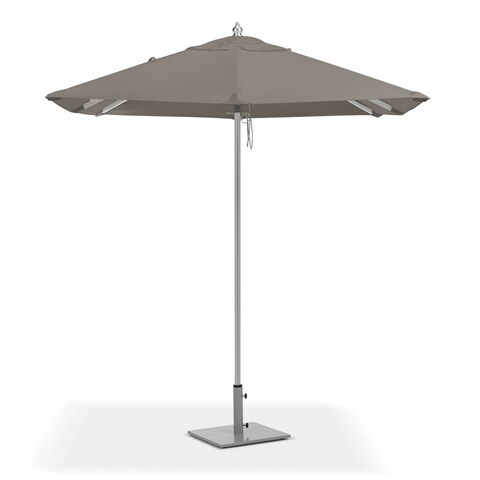 Oxford Garden 6.5-feet Square Taupe Sunbrella Fabric Shade Market Umbrella with Brushed Aluminum Frame