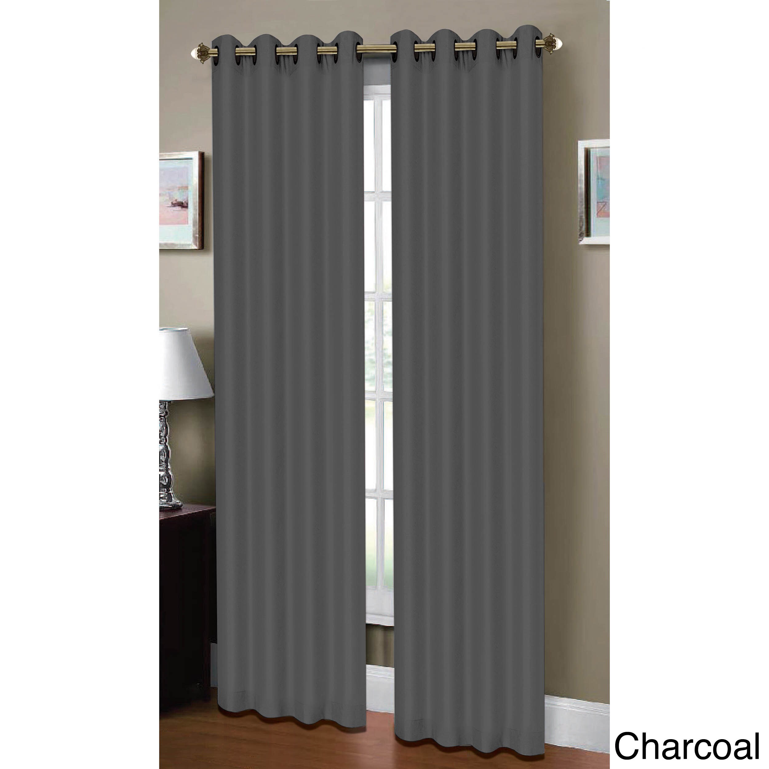 Grommet Curtain Panel Taupe Raphael Heathered Faux Linen Extra