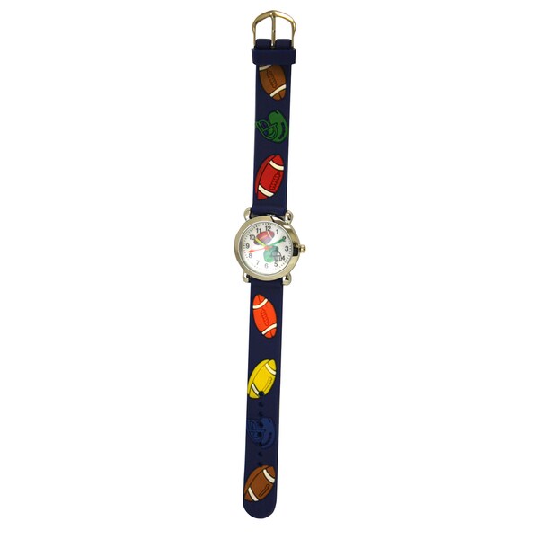 Olivia Pratt Kids' Silver Bezel Silicone Football Watch