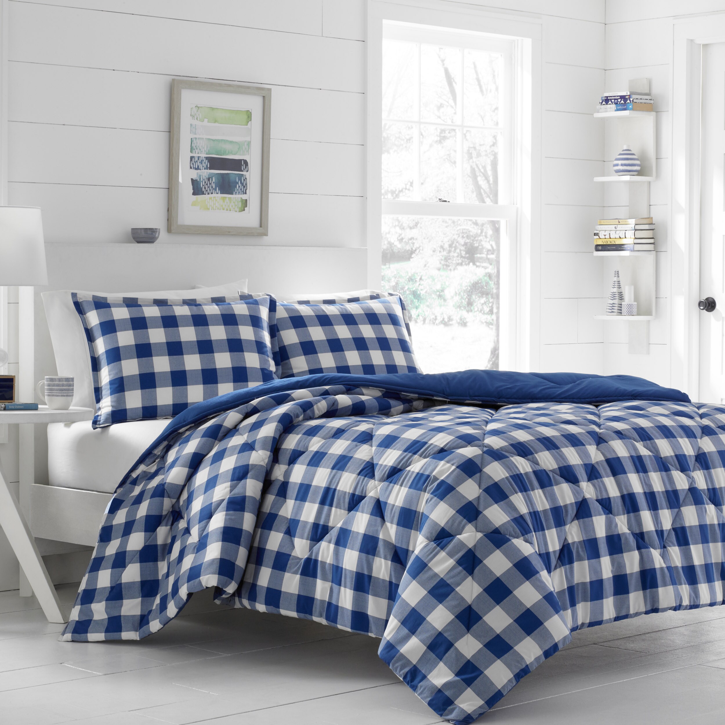 Shop Poppy Fritz Gingham Navy Comforter Set Free Shipping