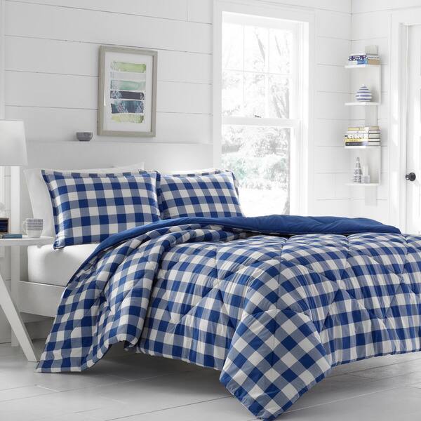 Shop Poppy Fritz Gingham Navy Comforter Set Free Shipping