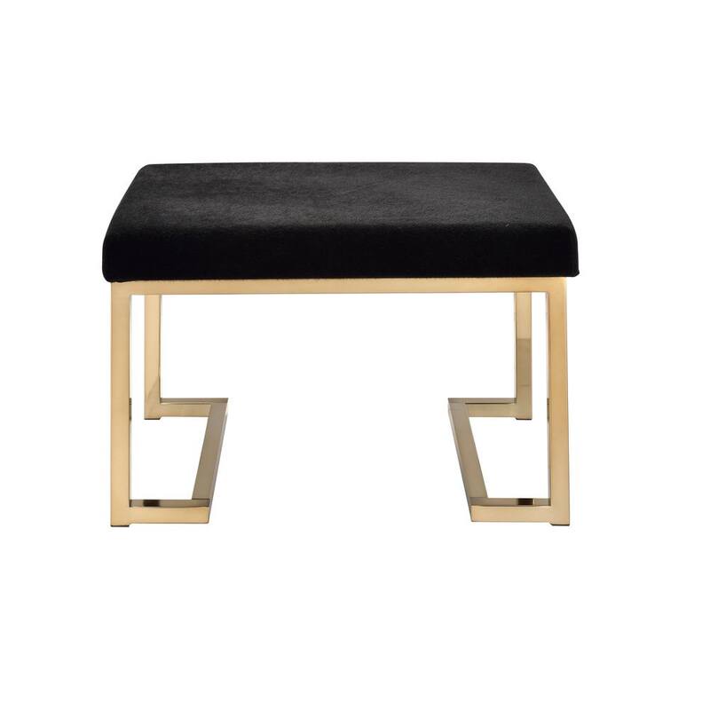 Silver Orchid Sweet Black Fabric-upholstered Champagne Metal Ottoman