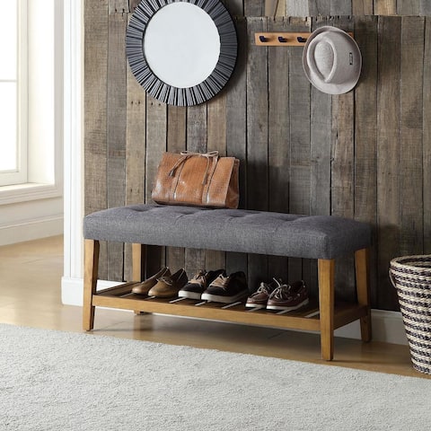 Porch & Den Roswell Tufted Fabric Bench