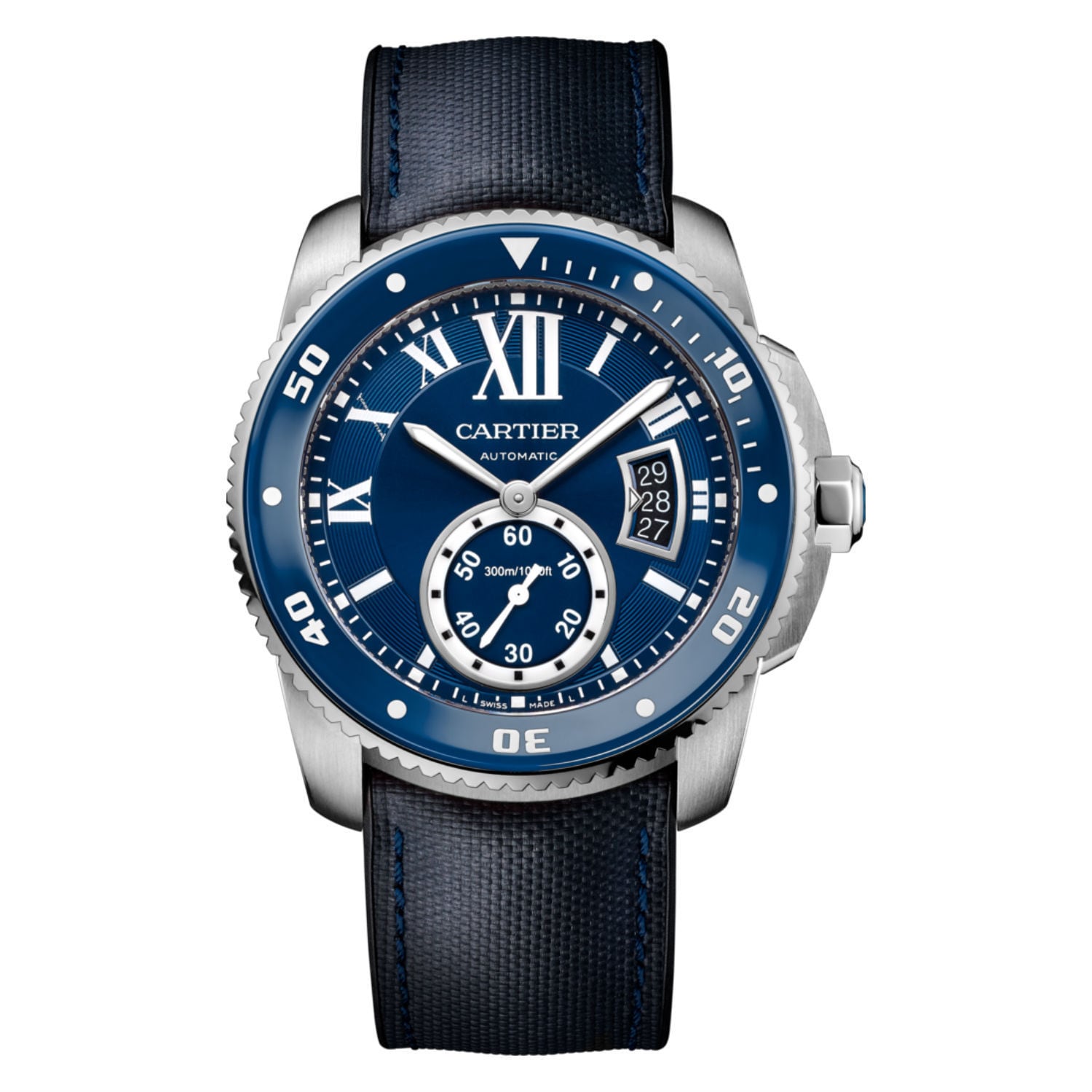 cartier blue dial men's watch