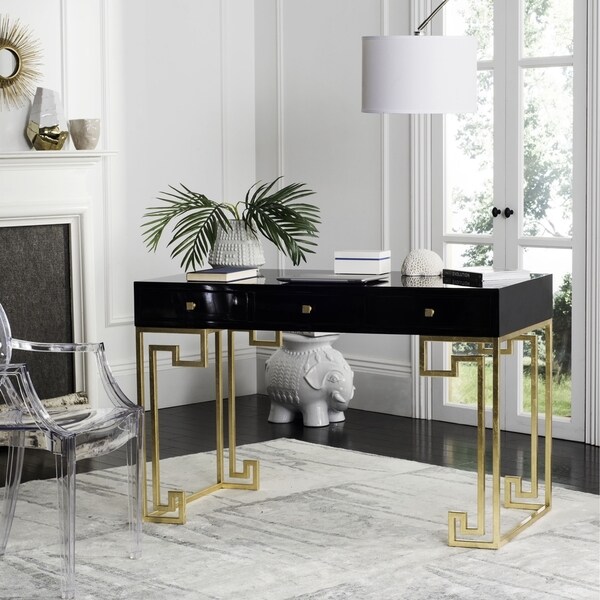 Safavieh Couture High Line Collection Valeria Lacquer Black Safavieh Couture High Line Collection Valeria Lacquer Black Gold Writing Desk