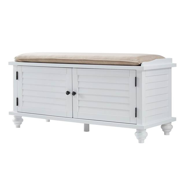 Maybelle Velvet Cushion Shutter Door Storage Bench by iNSPIRE Q Classic